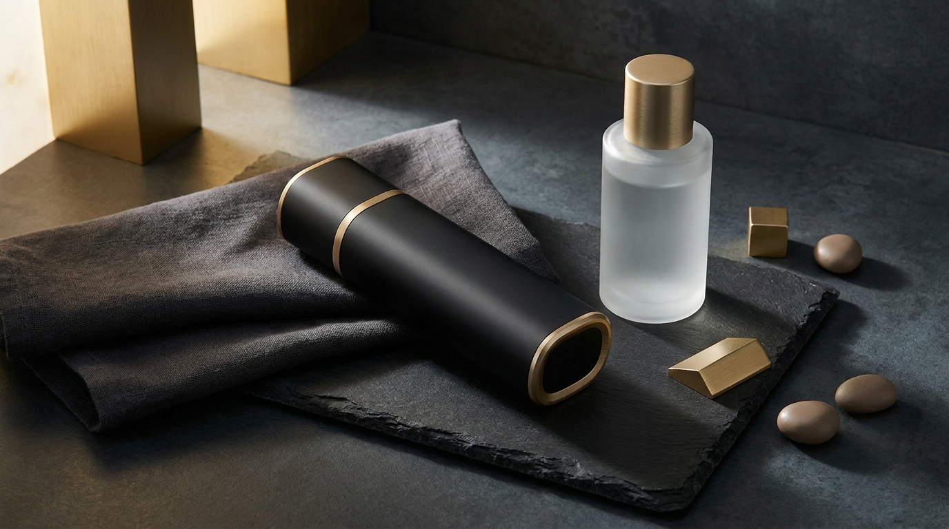 For Him — charcoal, slate and gold wellness essentials