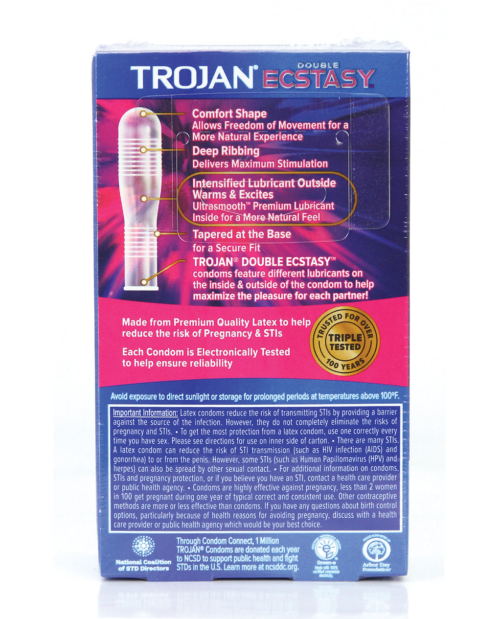 Trojan Double Ecstasy Condoms - Box of