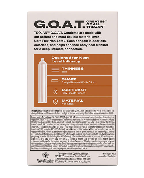 Trojan G.O.A.T. Non-Latex Lubricated Condoms - Box of 10