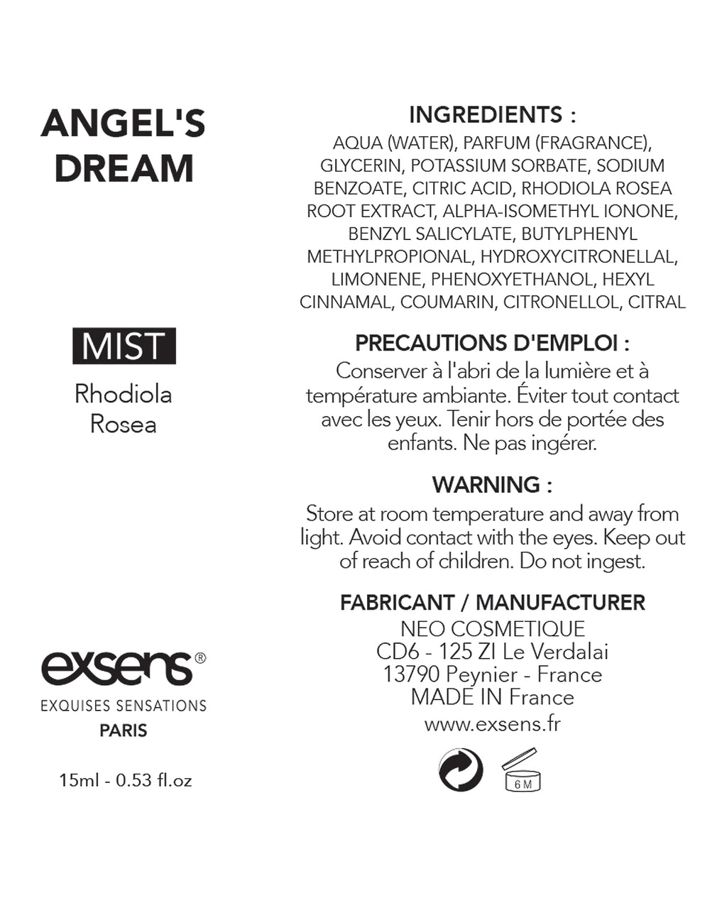 EXSENS of Paris Endorphins Booster - Angels Dream