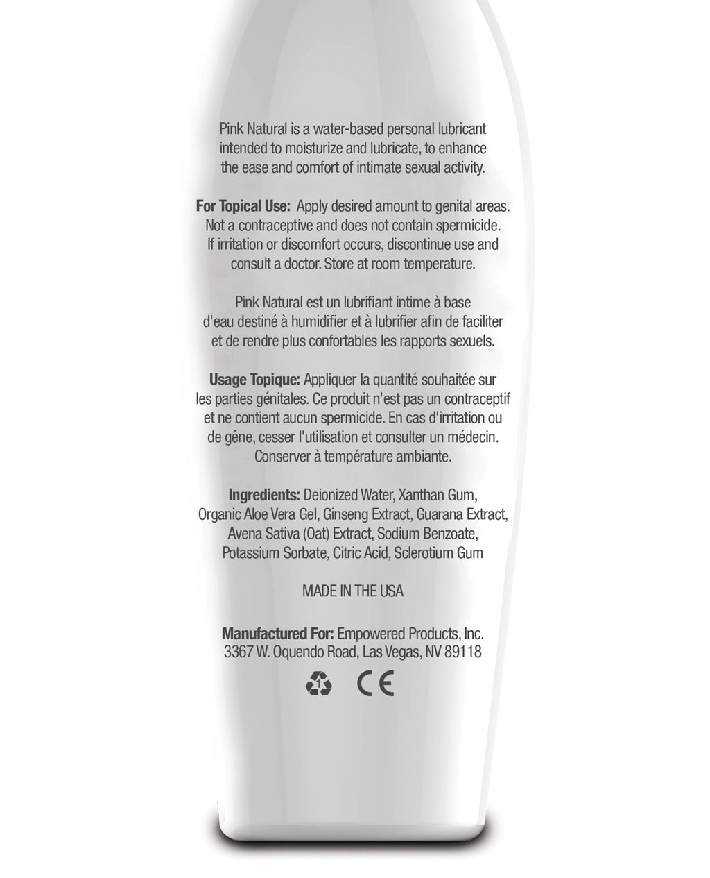 Pink Natural Water Based Lubricant for Women