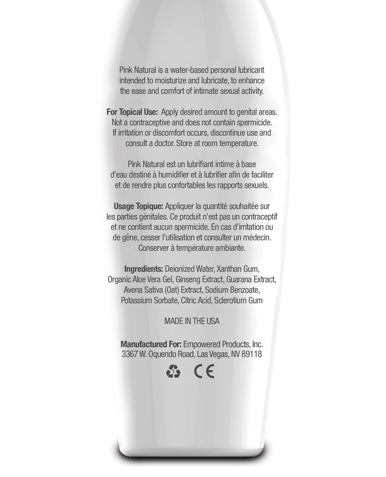 Pink Natural Water Based Lubricant for Women