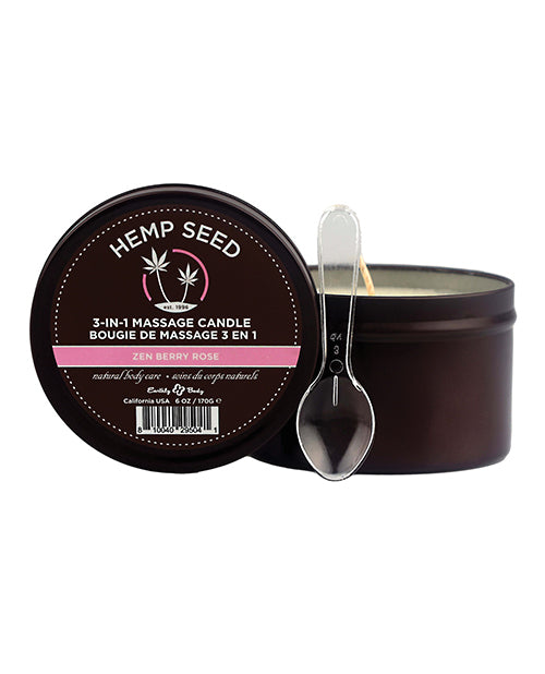Earthly Body Suntouched Hemp Candle - Round Tin Zen Berry Rose