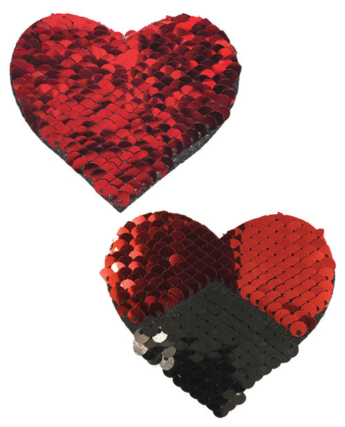 Pastease Color Changing Flip Sequins Hearts - Red/Black