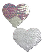 Pastease Color Changing Flip Sequins Heart - Pearl/White