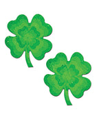 Pastease Four Leaf Clover Glitter Velvet Pumping Shamrock - Green O/S