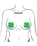 Pastease Four Leaf Clover Glitter Velvet Pumping Shamrock - Green O/S
