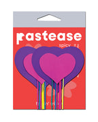 Pastease Hearts w/Fringe Rainbow Tassels - Neon Pink/Purple