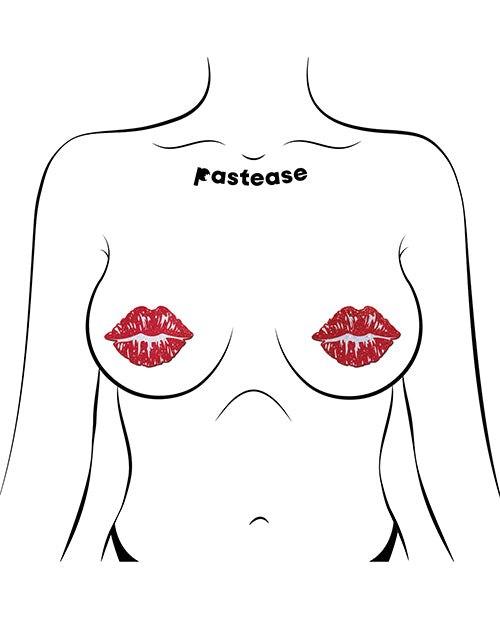 Pastease Premium Sparkle Kissing Lips - Red
