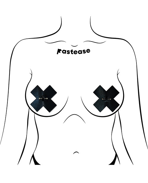 Pastease Pierced Liquid Black Cross w/Barbell Piercing - Black