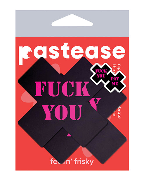 Pastease Fuck You Pay Me Cross - Black/Pink