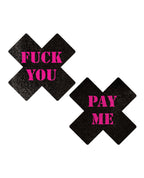 Pastease Fuck You Pay Me Cross - Black/Pink