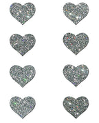 Pastease Mini Glitter Hearts - Silver Pack of 8