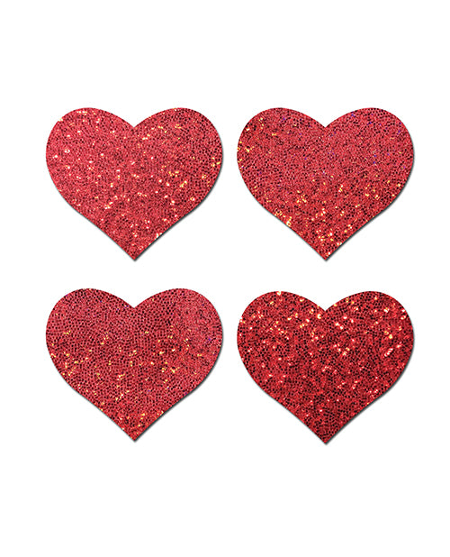 Pastease Premium Petites Glitter Heart - Red Pack of 2 Pair