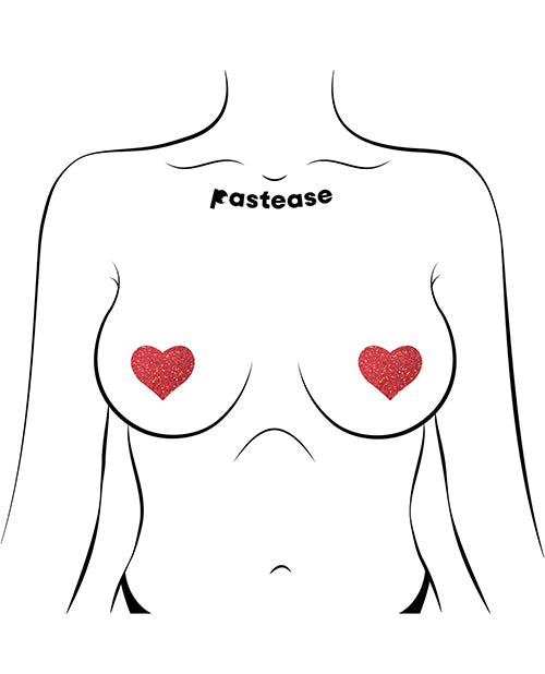 Pastease Premium Petites Glitter Heart - Red Pack of 2 Pair