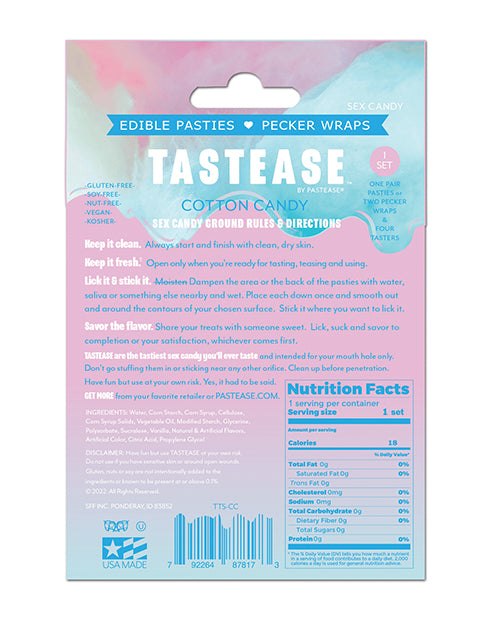 Pastease Tastease Edible Pasties & Pecker Wraps - Cotton Candy