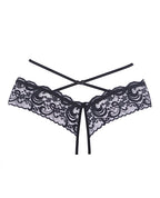 Adore Dare Me Cross Waist Open Lace Panty Black O/S