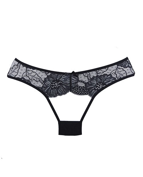 Adore Kiss Mesh & Lace Open Panty Black
