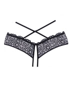 Adore Crayzee Open Panty w/Criss Cross Waist Straps & Lace Black