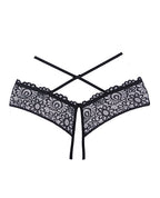 Adore Crayzee Open Panty w/Criss Cross Waist Straps & Lace Black