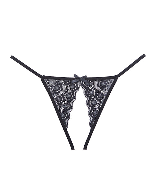 Adore Luv Web Strappy Open Front Panty Black
