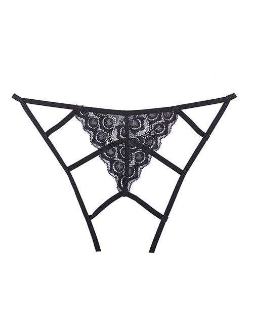 Adore Luv Web Strappy Open Front Panty Black