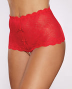 Allure Passion & Pearl High Waist Crotchless w/Pearls - Red