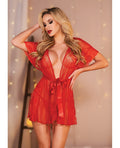 Allure Leah Lace & Mesh Open Side Cover Up Red
