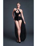 Allure Take Me Latex Look Vinyl and Mesh Teddy w/Attached Skirt - Black