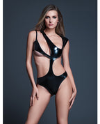 Allure Risque Lover Latex Look Vinyl Peek - A - Boo Teddy - Black