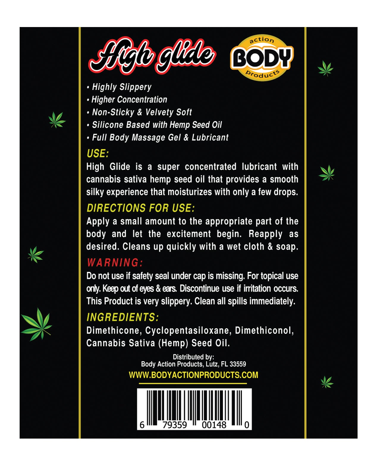 High Glide Erotic Lubricant - Bottle