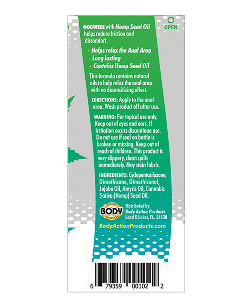 Ooowee Anal Relaxing Lubricant w/Hemp Seed Oil - .