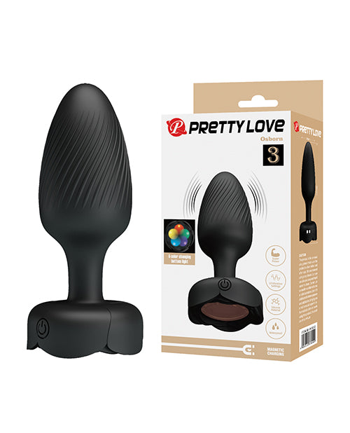 Pretty Love Osborn Butt Plug w/Multi Color Bottom Light - Black