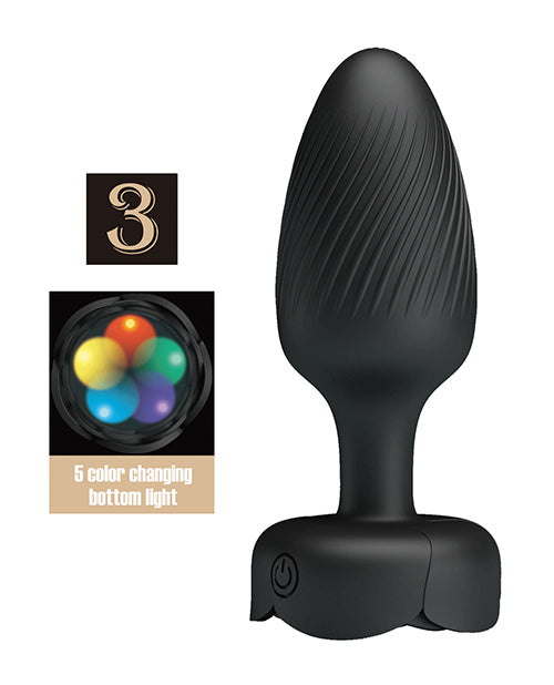 Pretty Love Osborn Butt Plug w/Multi Color Bottom Light - Black
