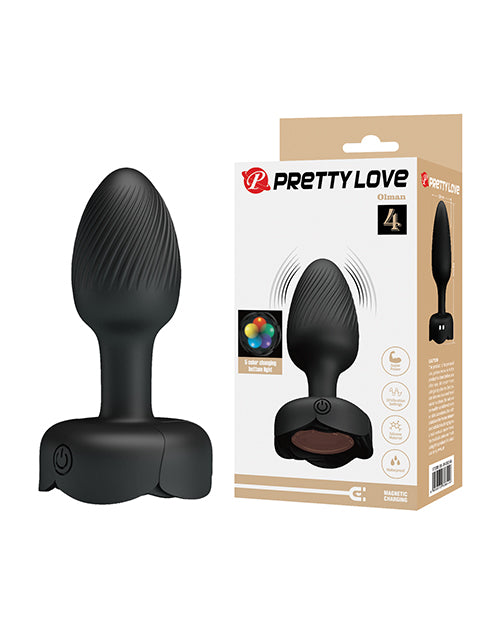 Pretty Love Olman Butt Plug w/Multi Color Bottom Light - Black