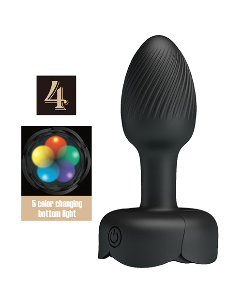 Pretty Love Olman Butt Plug w/Multi Color Bottom Light - Black