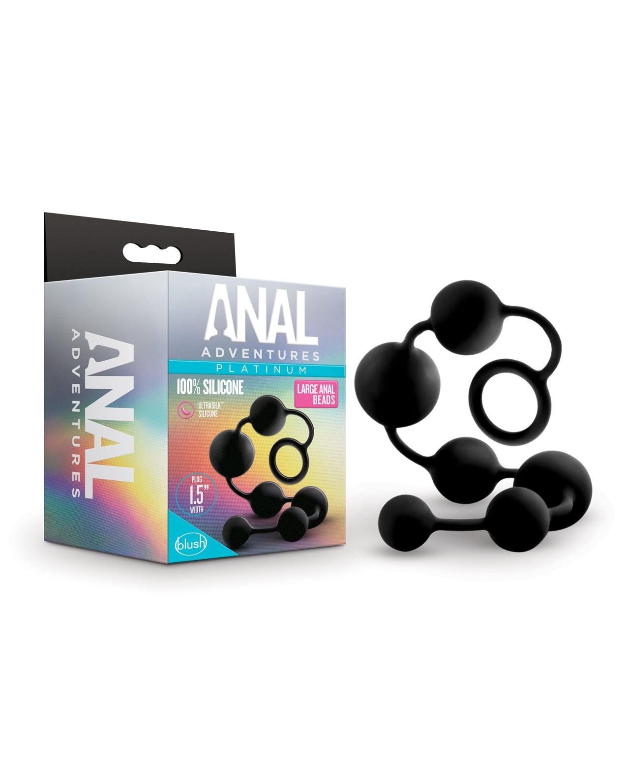 Blush Anal Adventures Platinum Silicone Anal Beads - Black