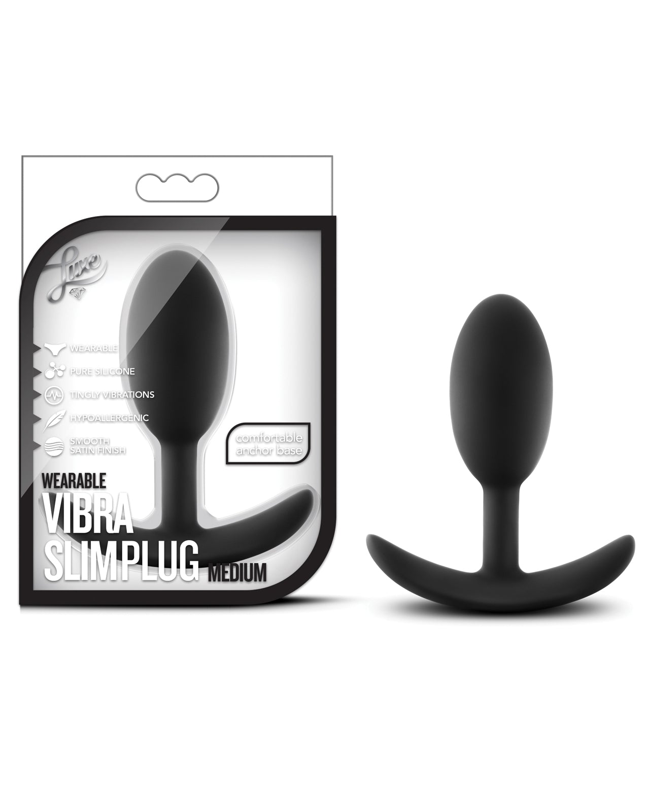 Blush Luxe Wearable Vibra Slim Plug - Black