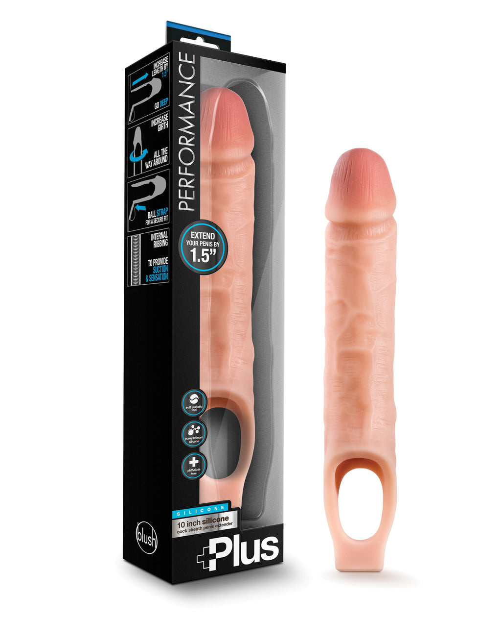 Blush Performance 10" Silicone Cock Sheath Penis Extender - Flesh