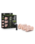Blush for Men Self Lubricating Vibrating Stroker Sleeve Kit - Vanilla Pack of 3