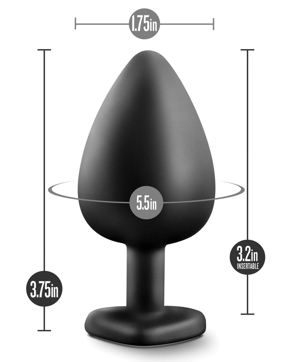 Blush Temptasia Bling Plug w/Gem - Black