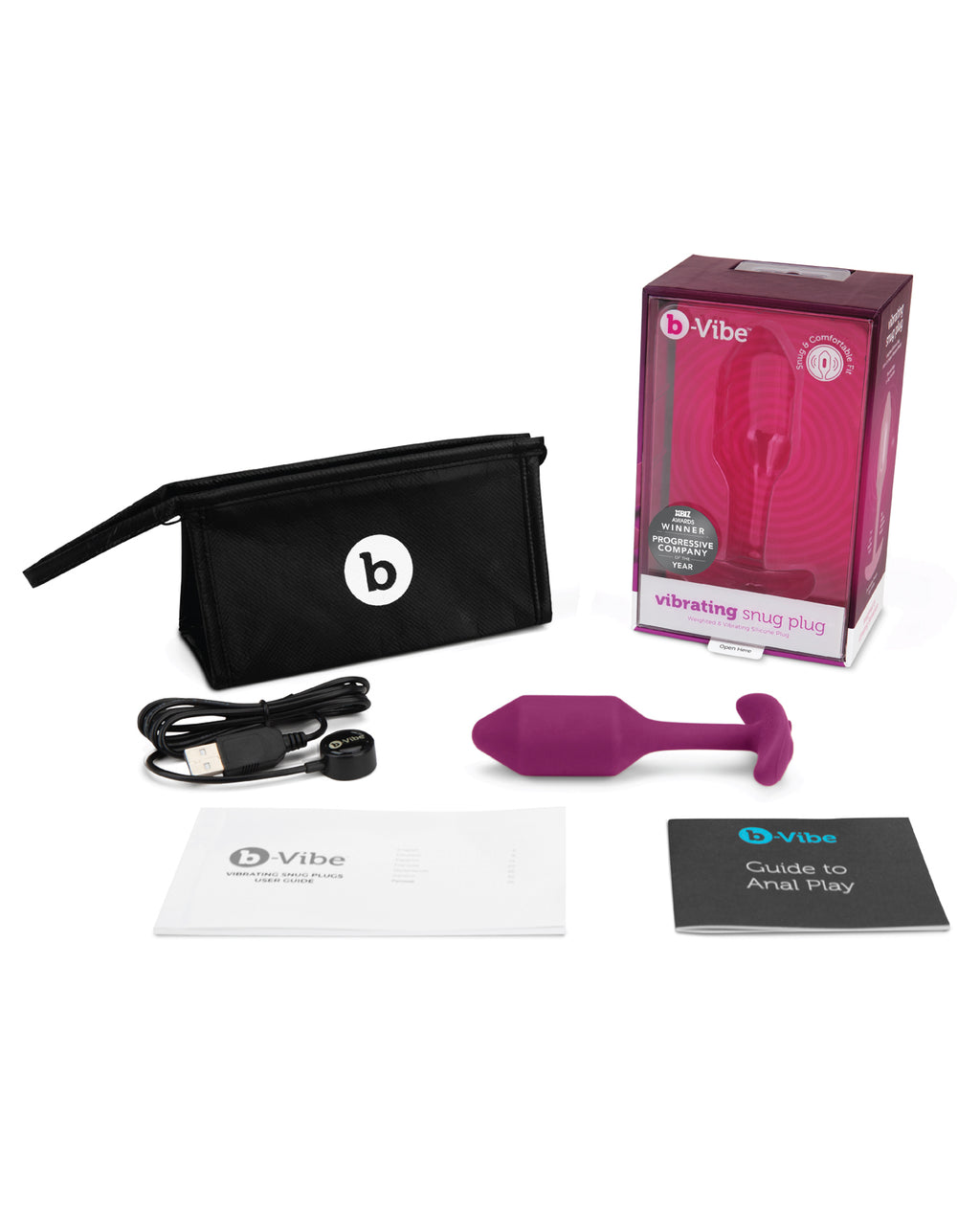 b - Vibe Vibrating Weighted Snug Plug - Rose
