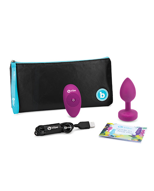 b - Vibe Remote Control Vibrating Jewel Plug - Fuchsia