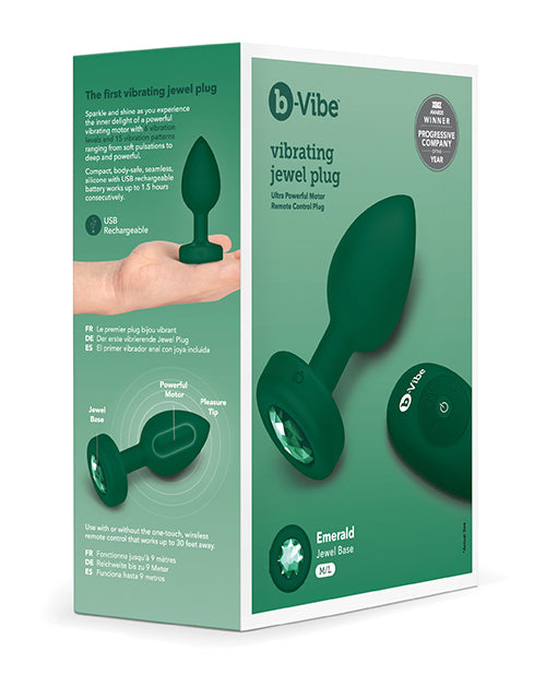 b - Vibe Remote Control Vibrating Jewel Plug (/) - Emerald Green