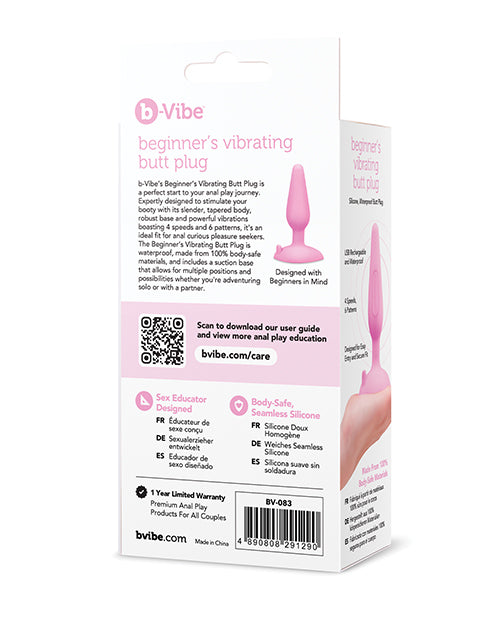 b - Vibe Beginner' Vibrating Tapered Butt Plug - Pink