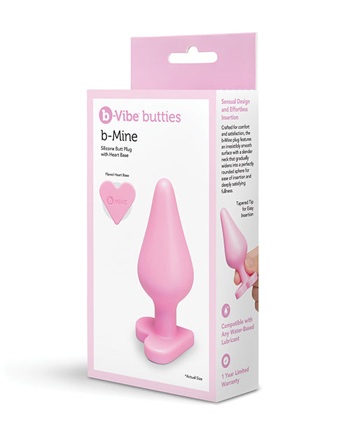 B - Mine Butties - Silicone Butt Plug with Heart Base - Pink