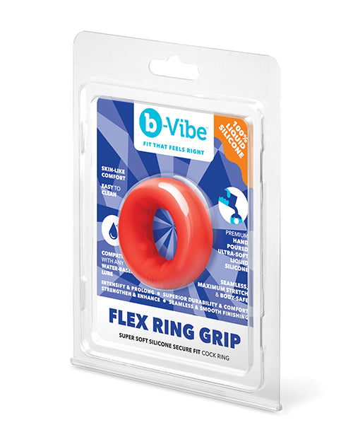 b - Vibe Flex Ring Grip Ultra Soft Silicone Cock Ring - Red