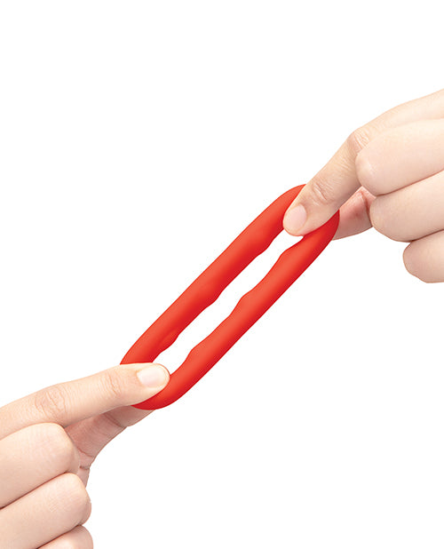 b - Vibe Flex Ring Grip Ultra Soft Silicone Cock Ring - Red