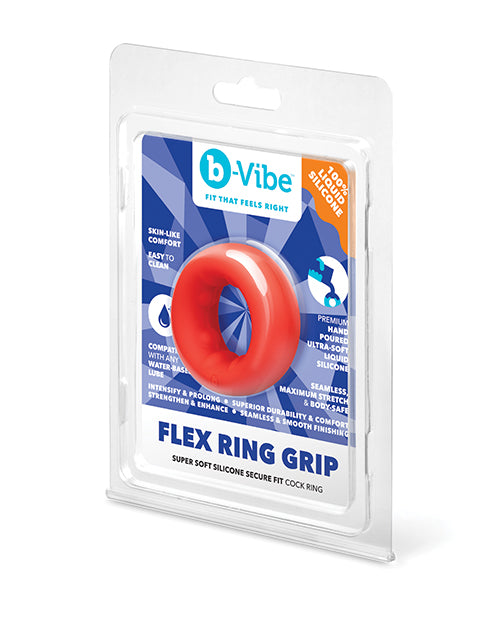 b - Vibe Flex Ring Bulk Super Soft Silicone Secure Fit Cock Ring - Red