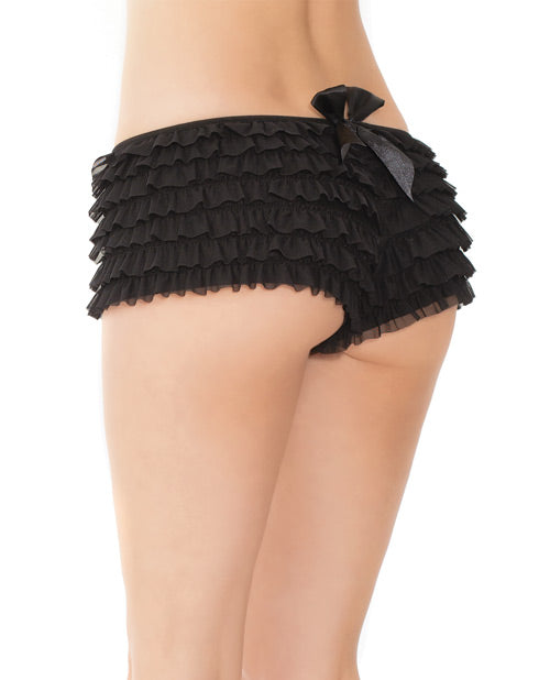 Ruffle Shorts w/Back Bow Detail Black